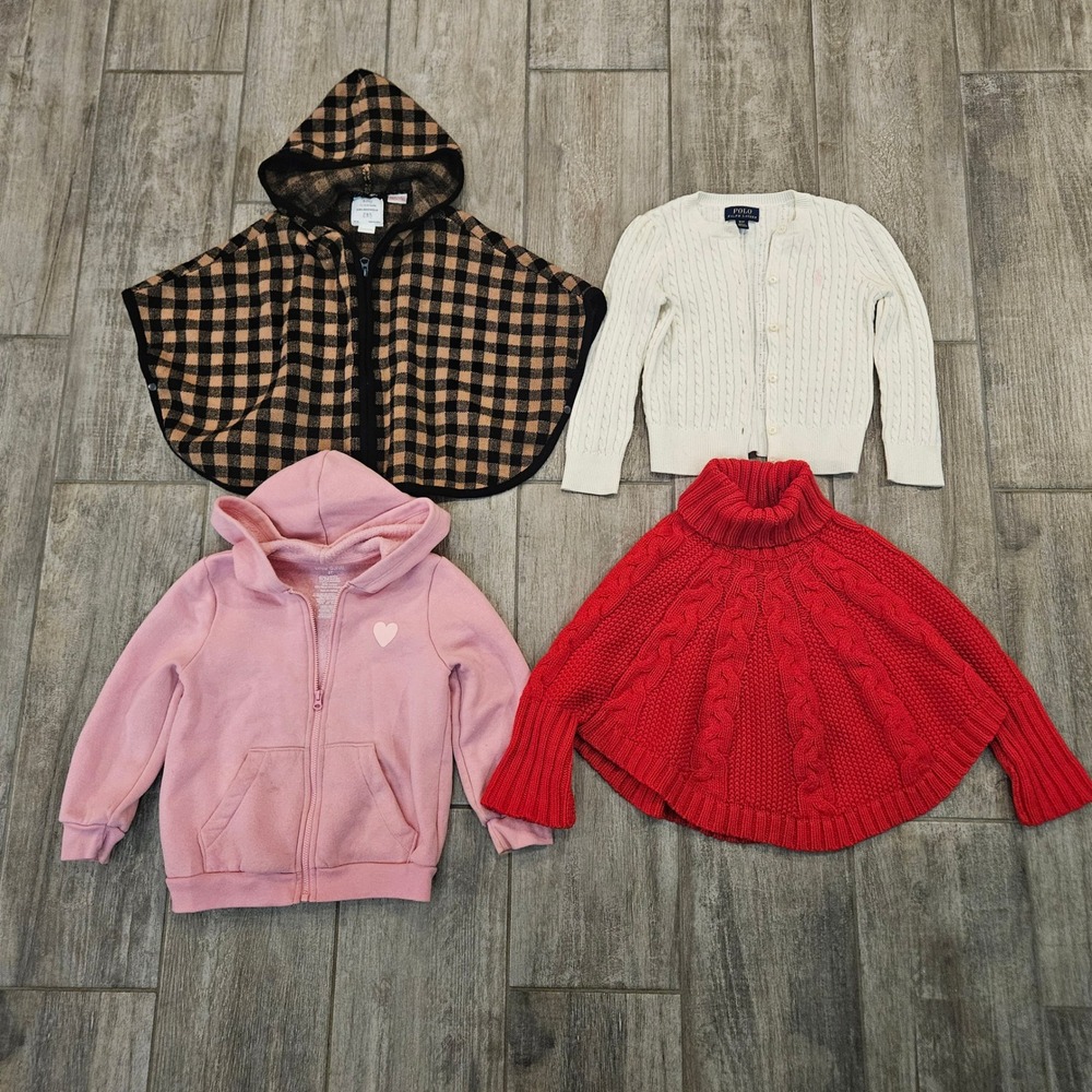 Polo Ralph Lauren Zara Carters Girls Size 18M-3T Sweater Hoodie Poncho Lot of 4